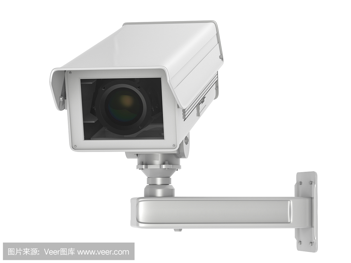 白色闭路电视摄像头或安全摄像头隔离在白色上
